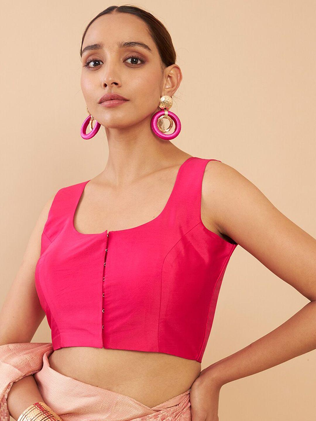 soch women pink solid saree blouse