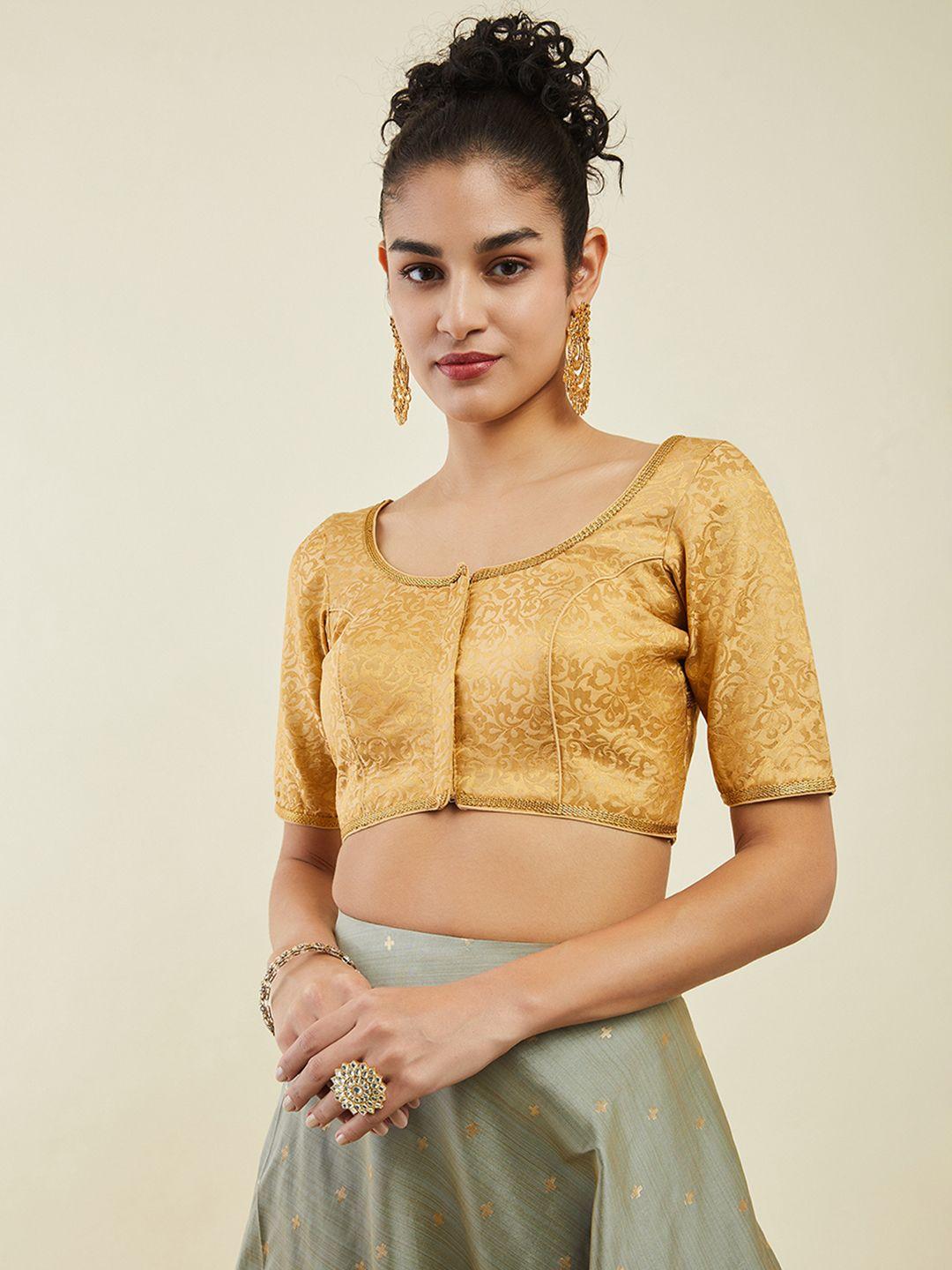 soch women woven design silk padded saree blouse