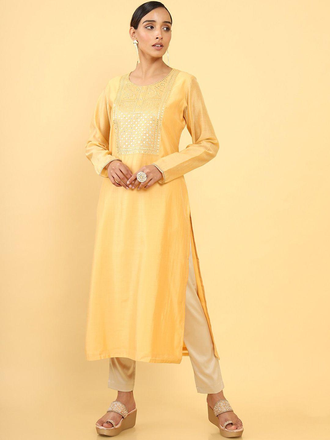 soch women yellow embellished kurta