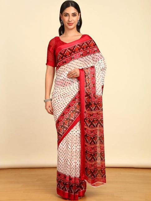 soch womens maroon chiffon bandhani print saree