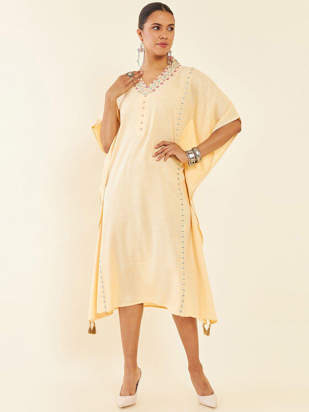 soch yellow a-line midi dress