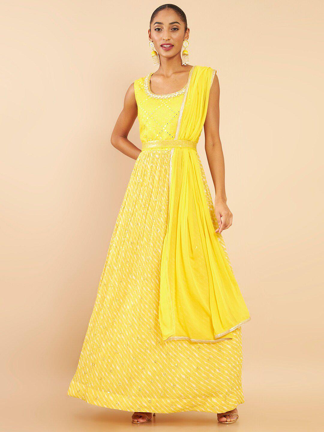 soch yellow embellished ethnic maxi maxi ethnic dress