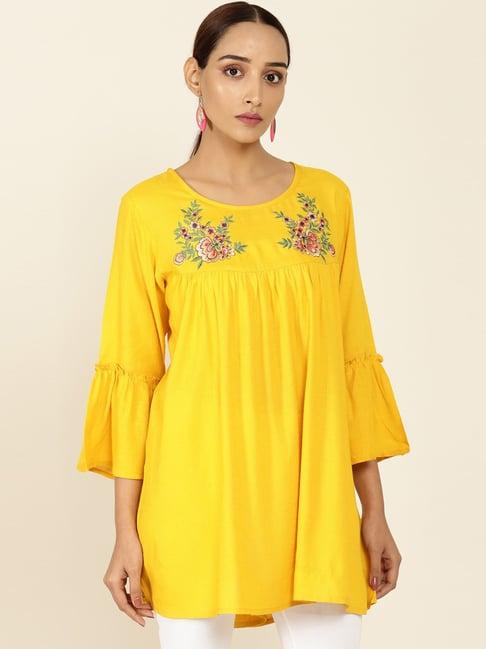 soch yellow embroidered tunic