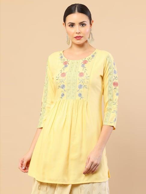 soch yellow embroidered tunic