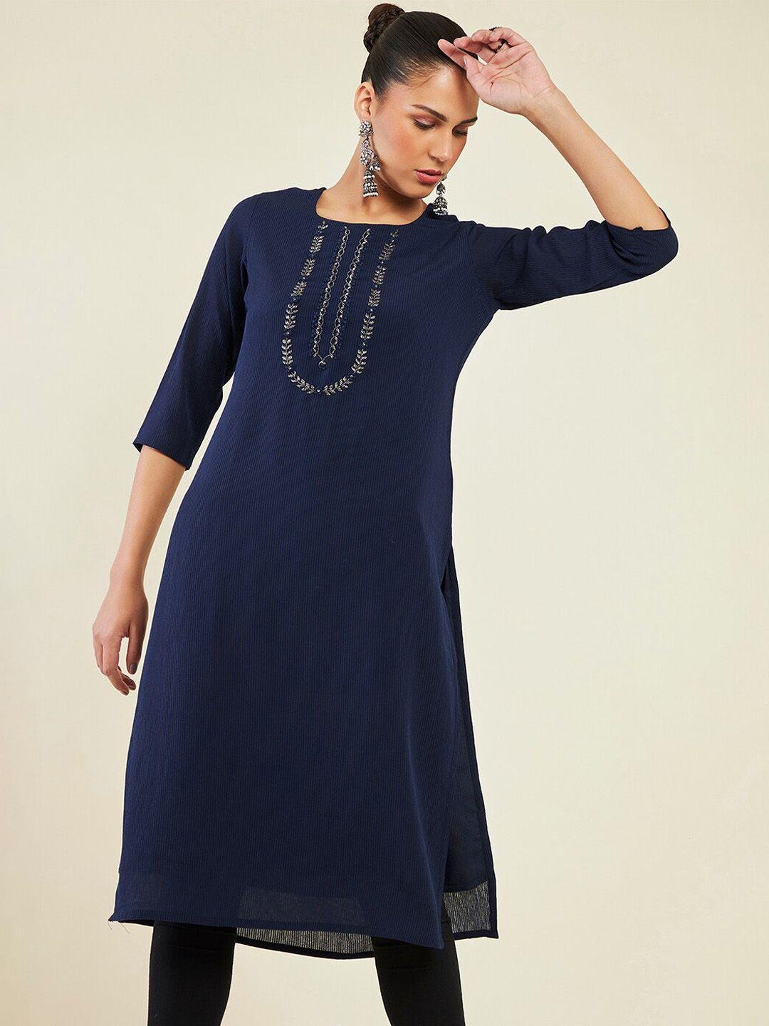 soch yoke design beads & stones straight kurta