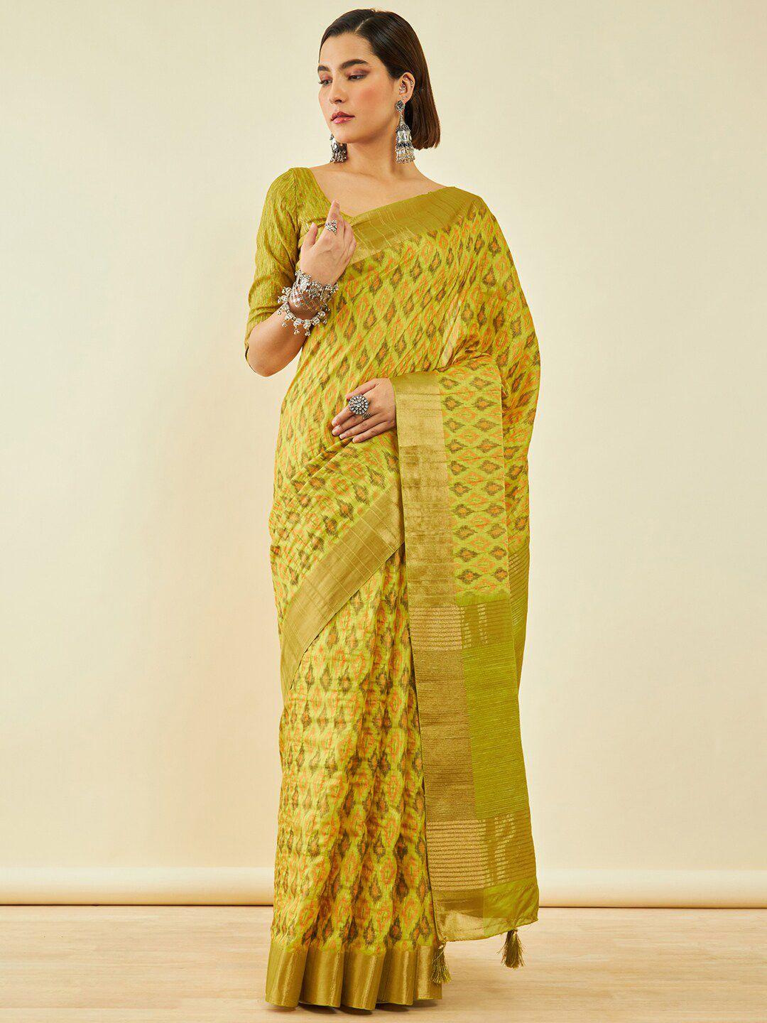 soch zari silk blend ikat saree