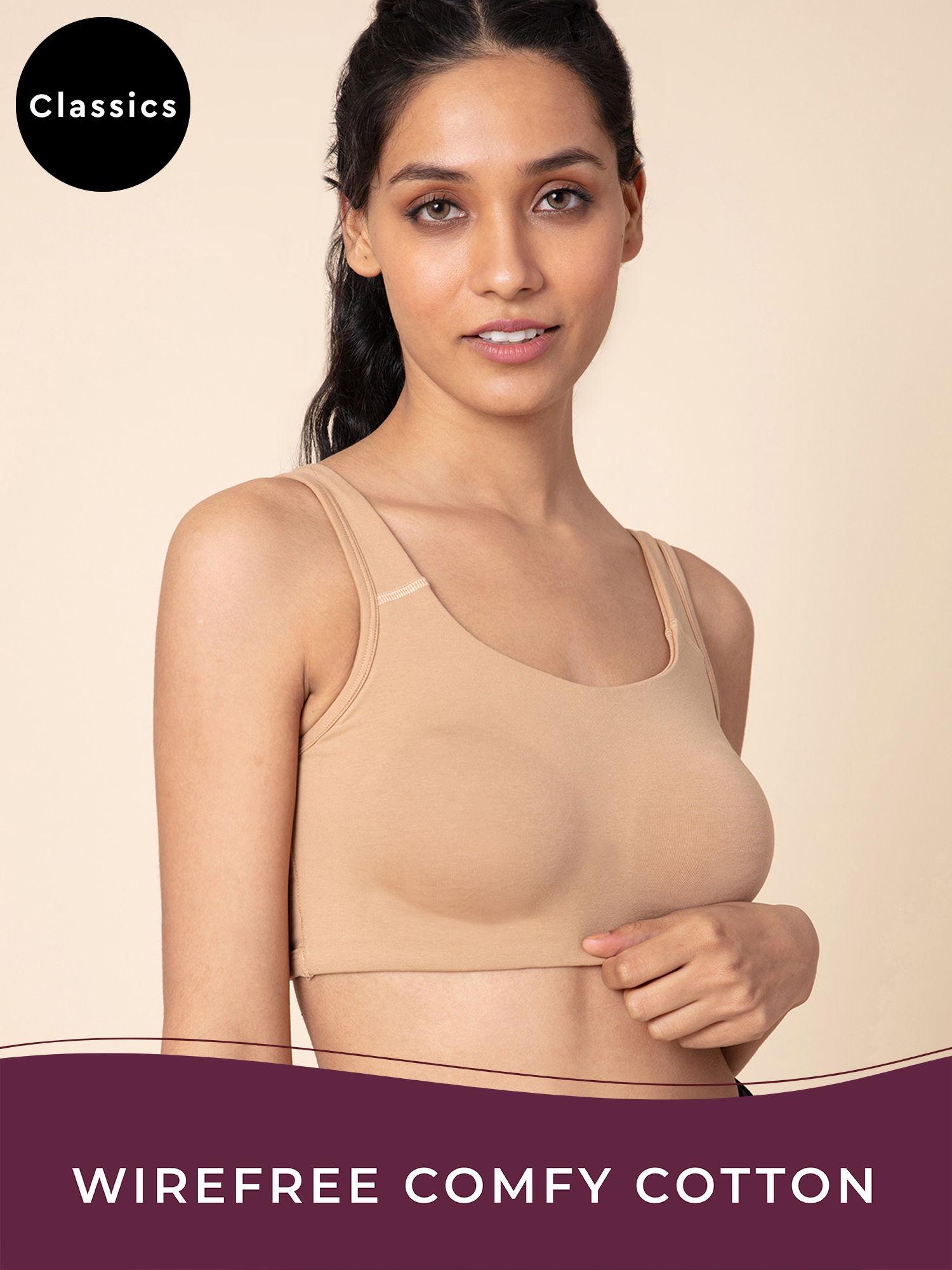soft cup easy-peasy slip-on bra with full coverage - brown nyb113