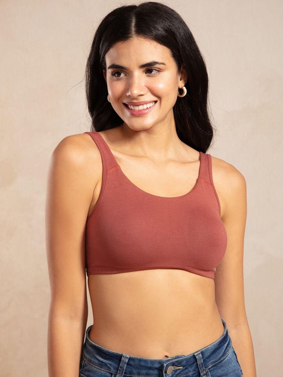 soft cup easy-peasy slip-on bra with full coverage - rust nyb113