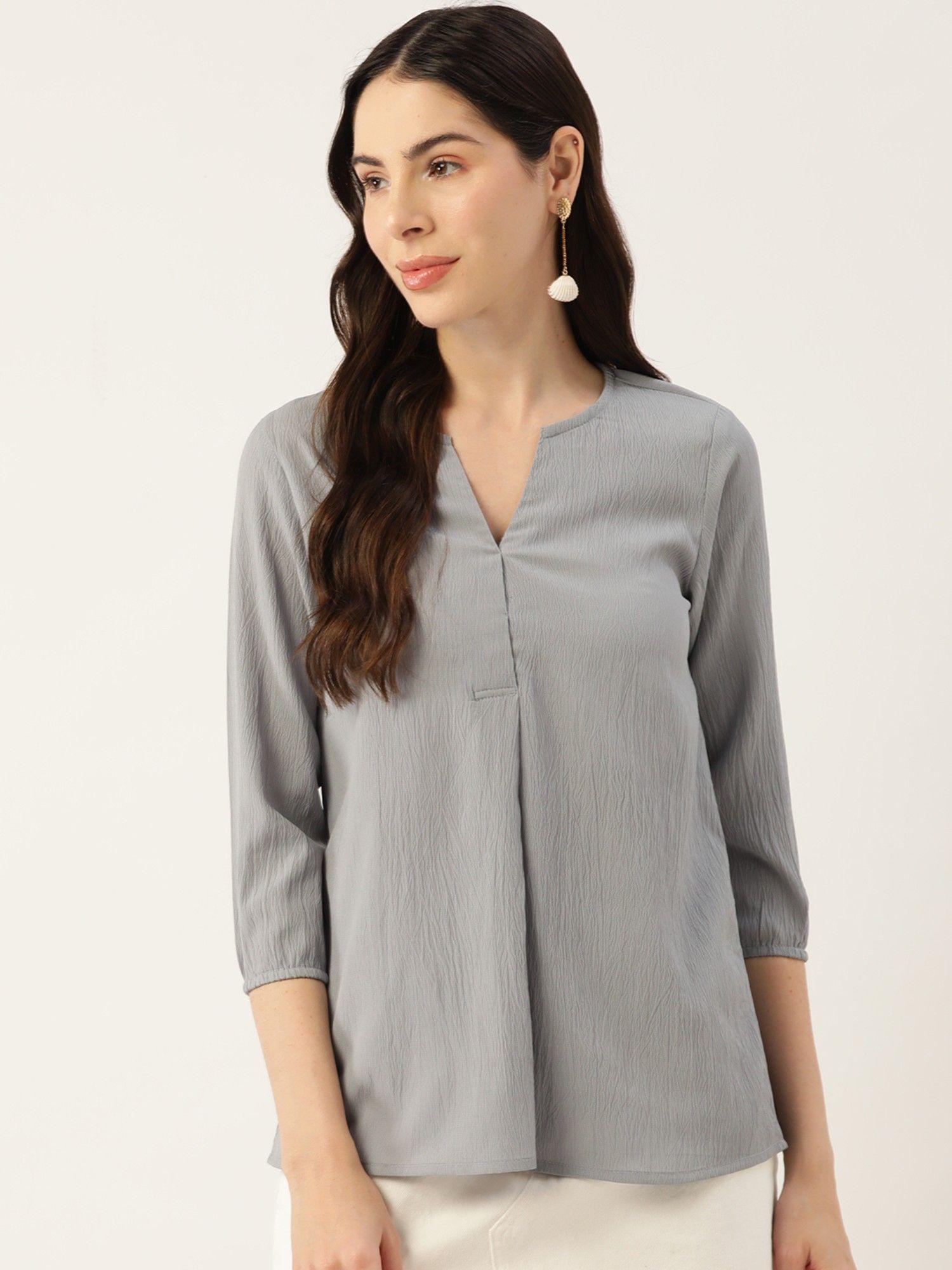 soft grey v neck top