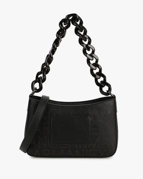 soft hobo bag with laser-etched logo & chain strap