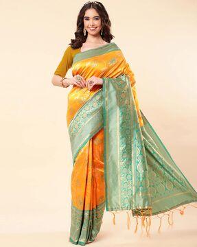 soft kanjeevaram silk zari border saree