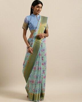 soft linen digital print celebrity saree