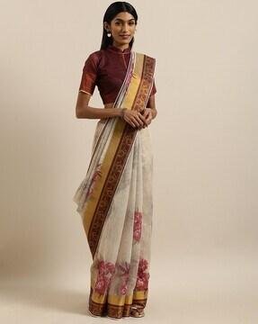 soft linen digital print celebrity saree