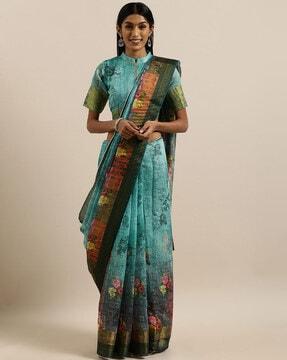 soft linen digital print celebrity saree