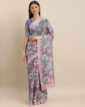 soft linen digital print celebrity saree