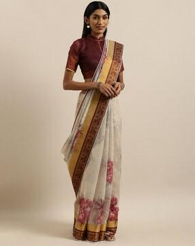 soft linen digital print celebrity saree