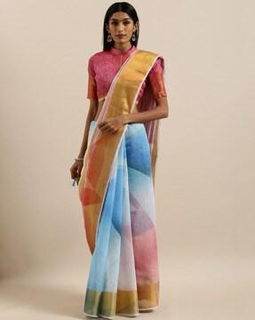 soft linen digital print saree