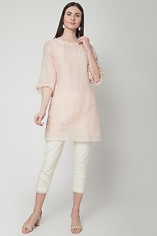 soft peach embroidered tunic with pants