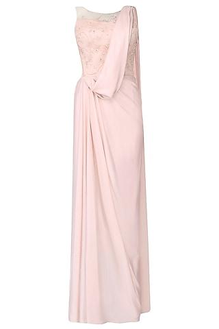 soft pink embellished sheer back drape saree