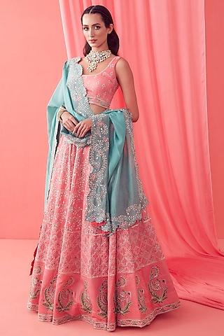 soft pink embroidered lehenga set