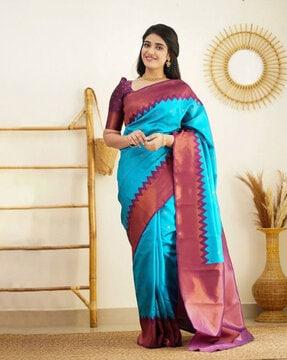 soft silk saree with woven border