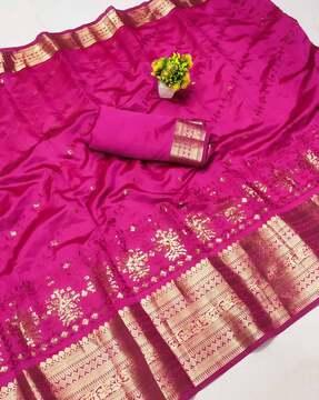 soft silk saree with woven motifs