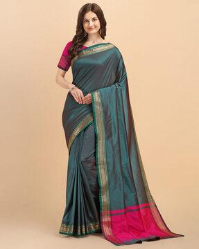 soft silk saree with zari border