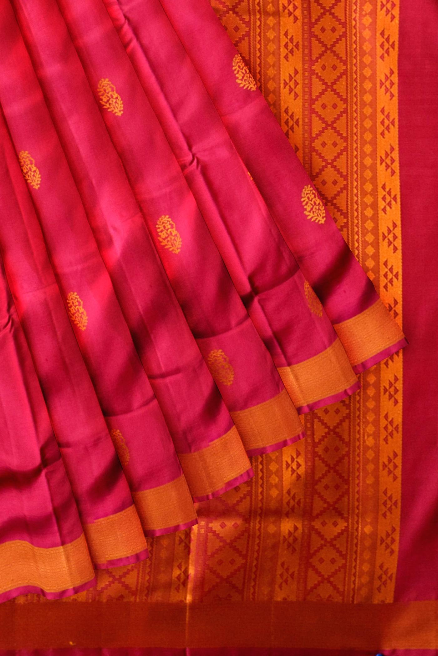 soft threadwoven pink handloom silk saree