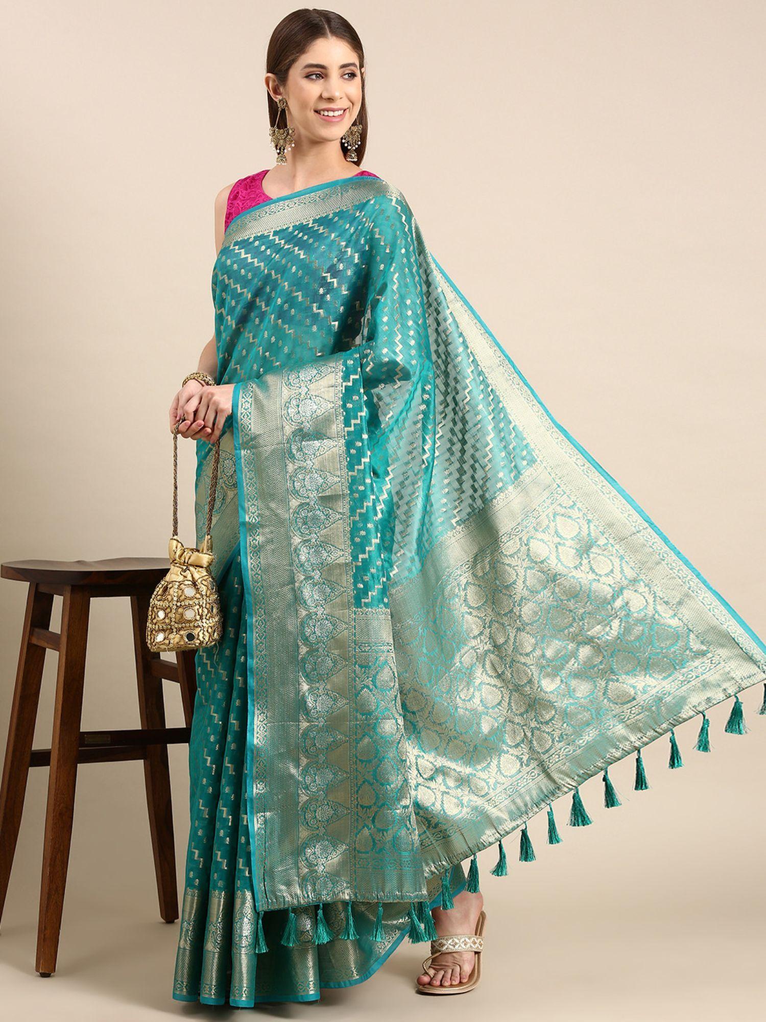 soft tissue lehariya desine saree with unstitched blouse