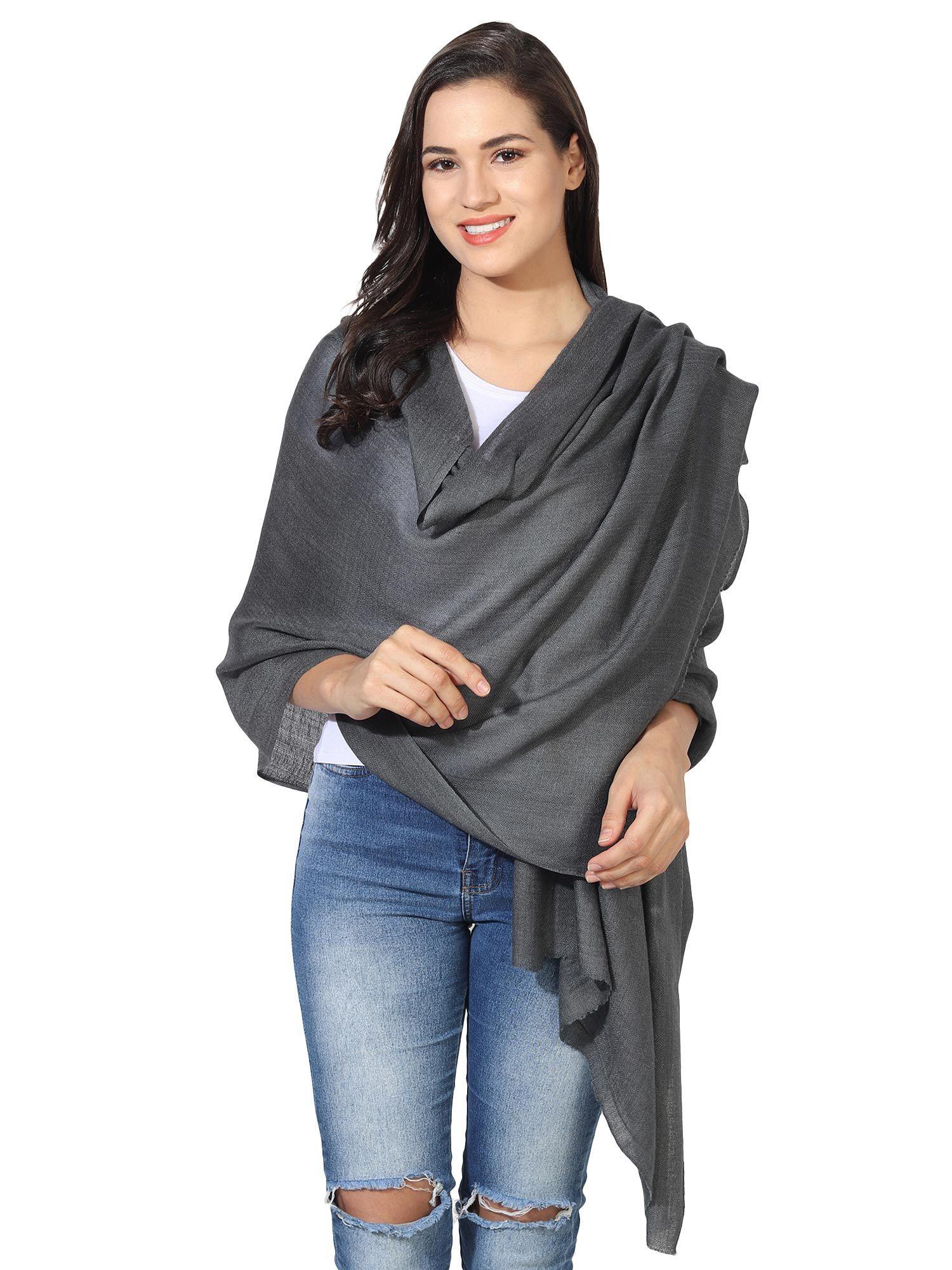 soft unisex pashmina stole with hanger - grey (set of 2)