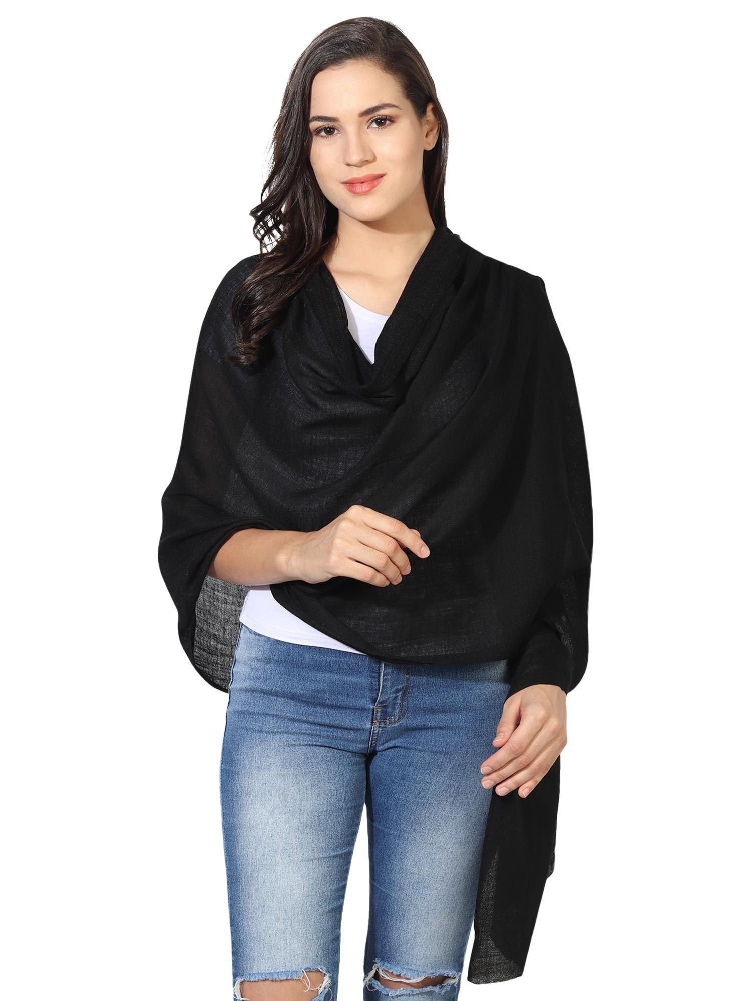 soft unisex pashmina stole with hanger -black (set of 2)