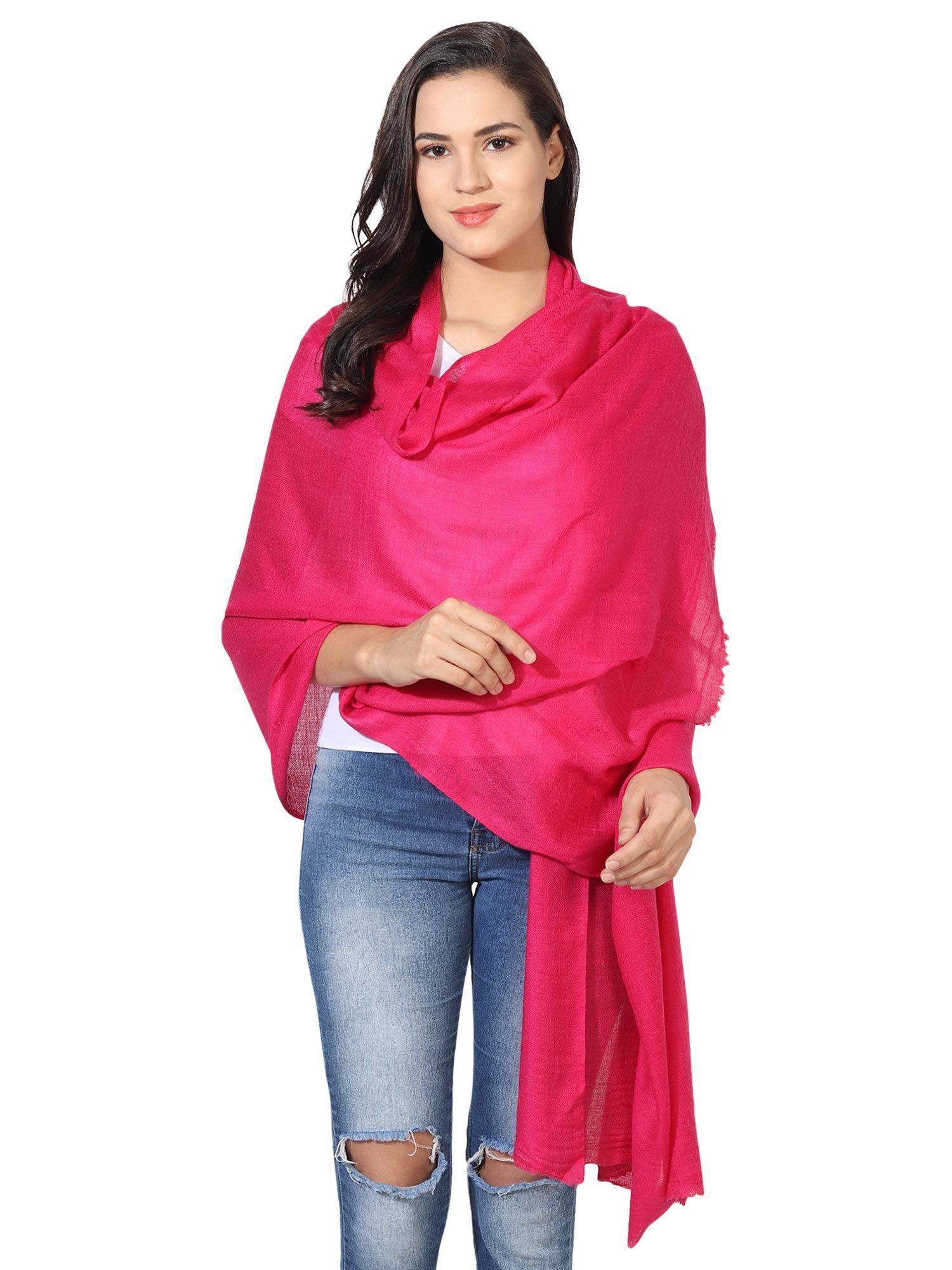 soft unisex pashmina stole with hanger -dark pink (set of 2)