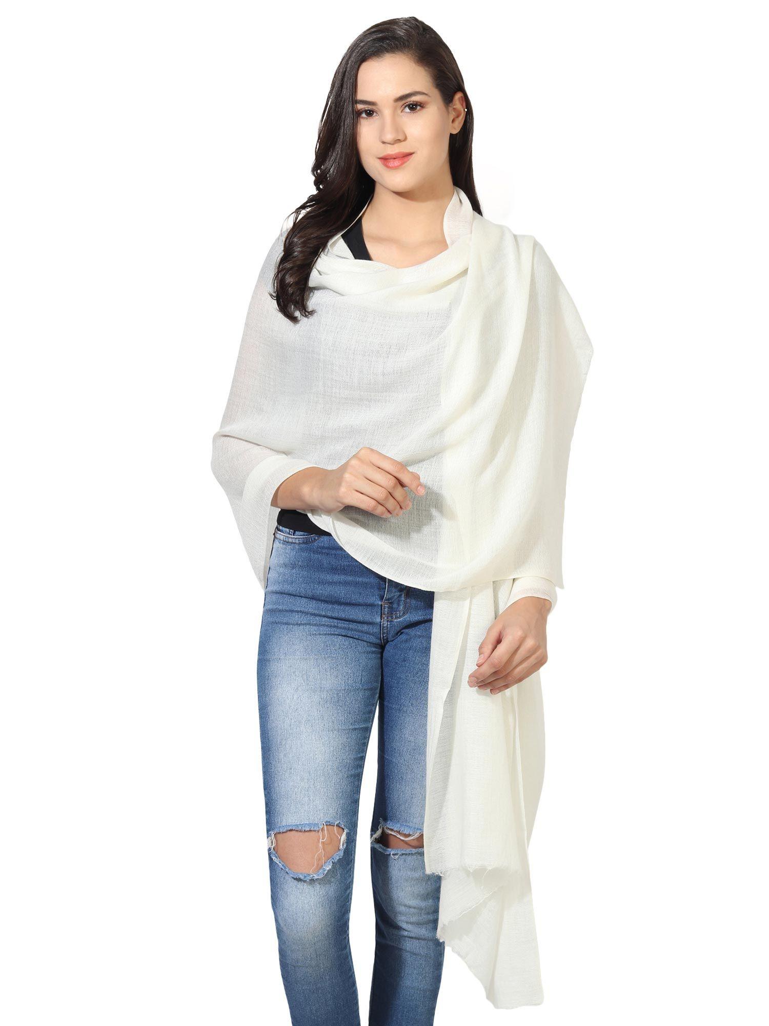 soft unisex pashmina stole with hanger -white (set of 2)