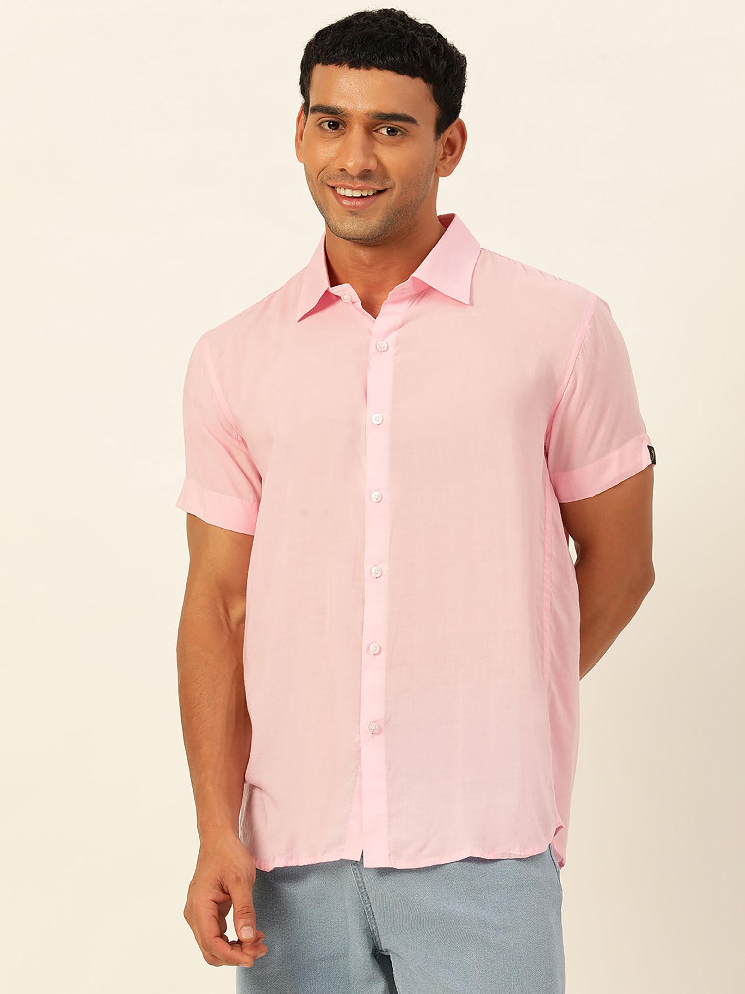 softest baby pink slim fit unisex modal shirt