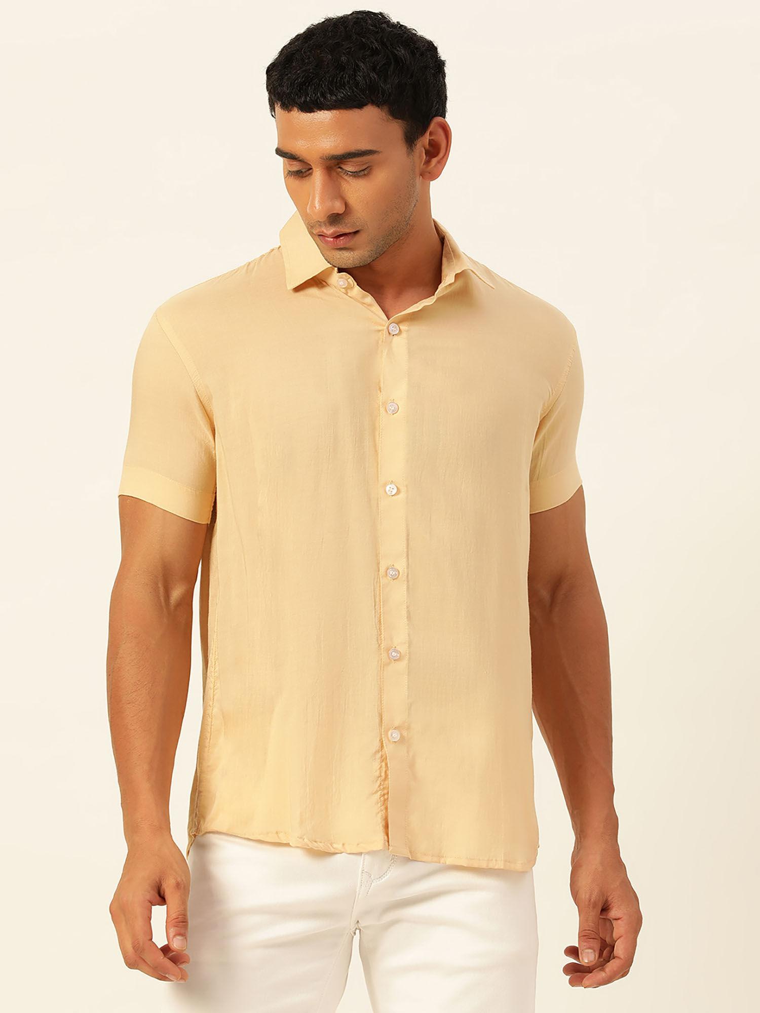 softest beige slim fit unisex modal shirt