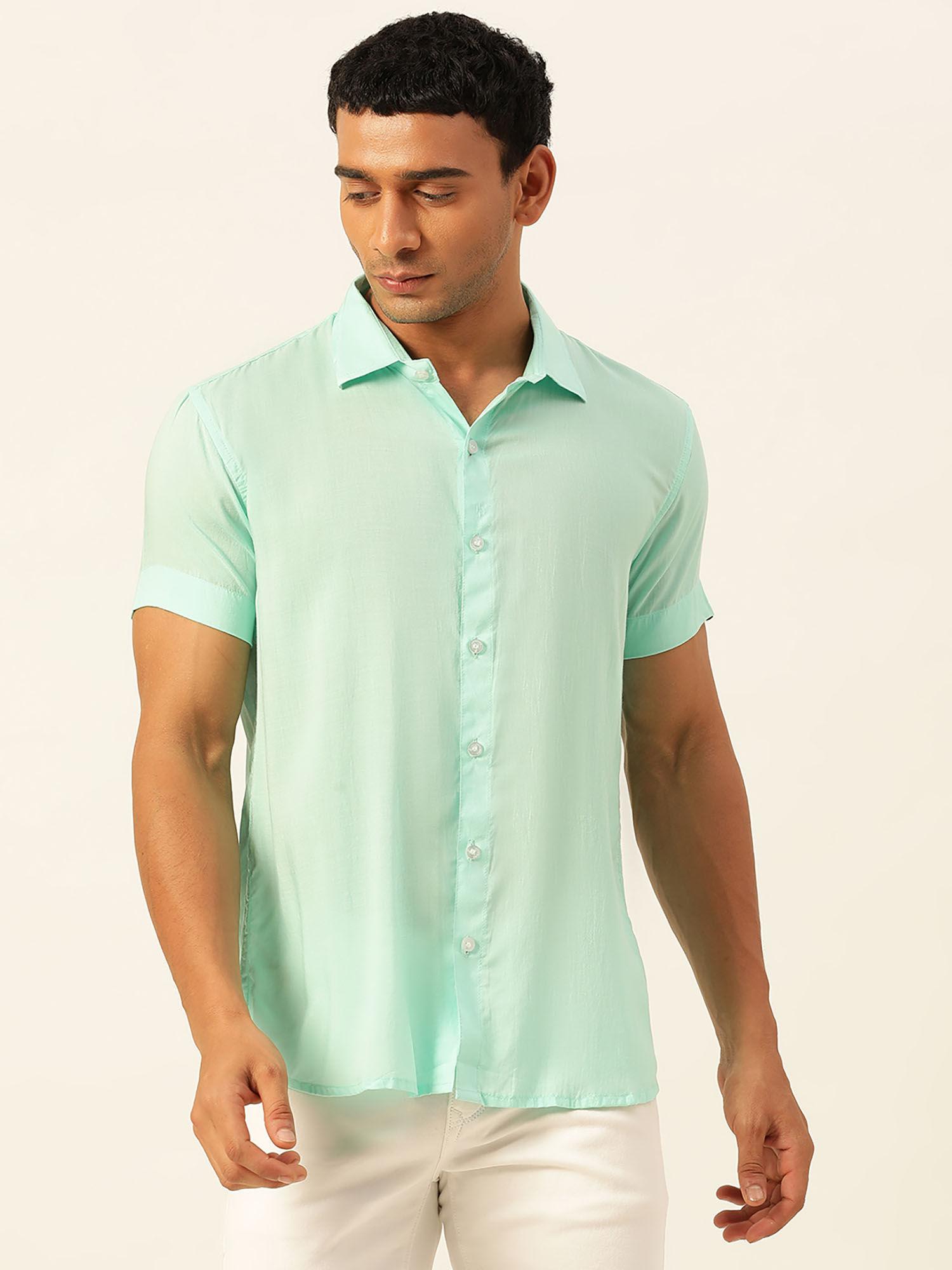softest sea green slim fit unisex modal shirt