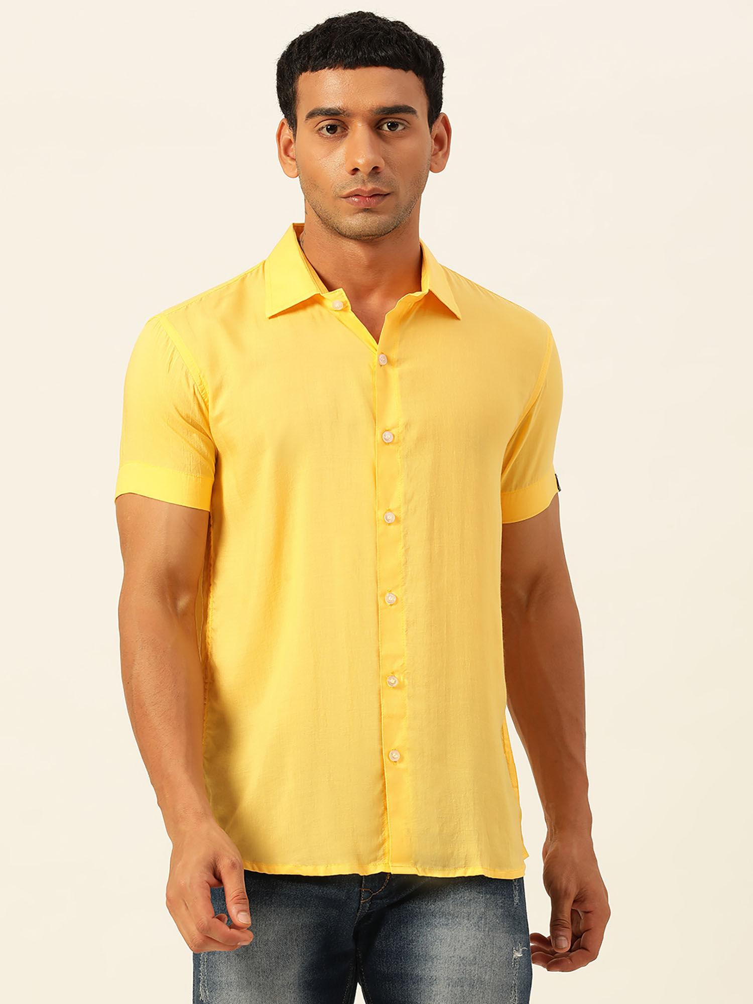 softest yellow slim fit unisex modal shirt