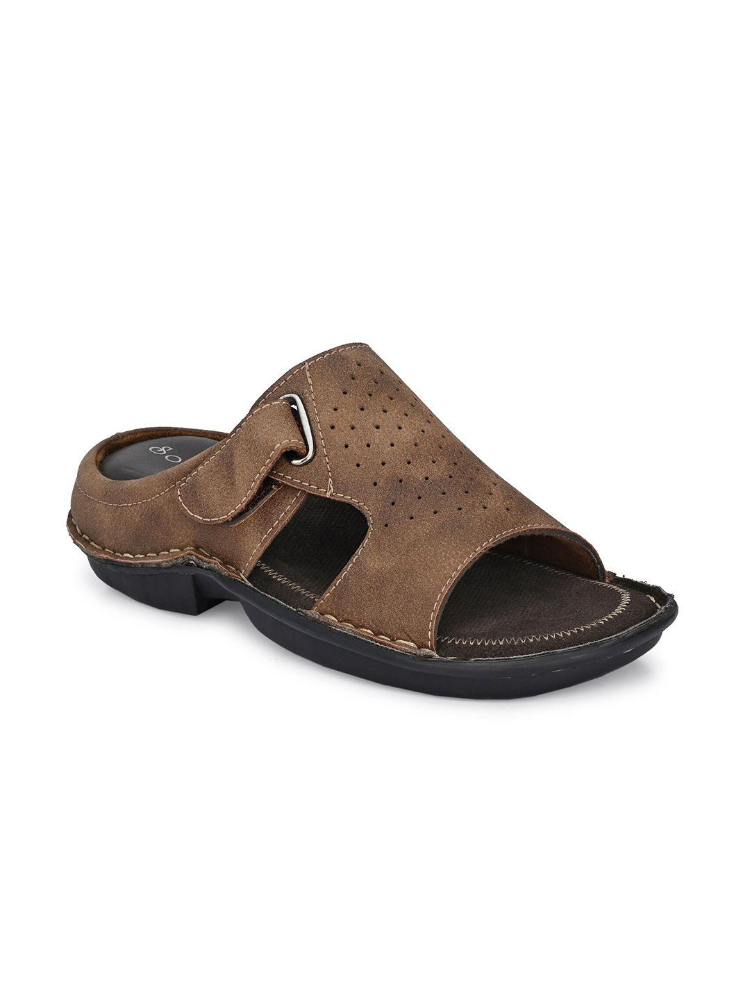 softio men brown synthetic leather comfort sandals