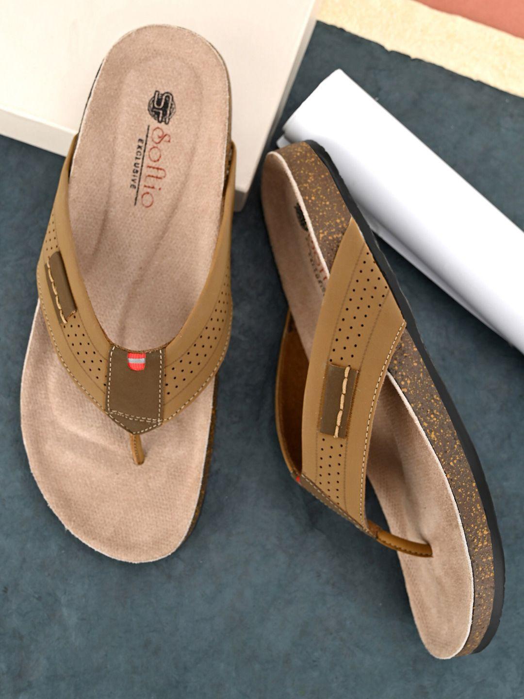 softio men khaki thong flip-flops