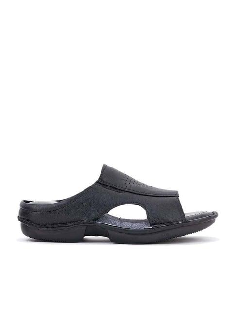 softouch by khadim's men's black casual sandals