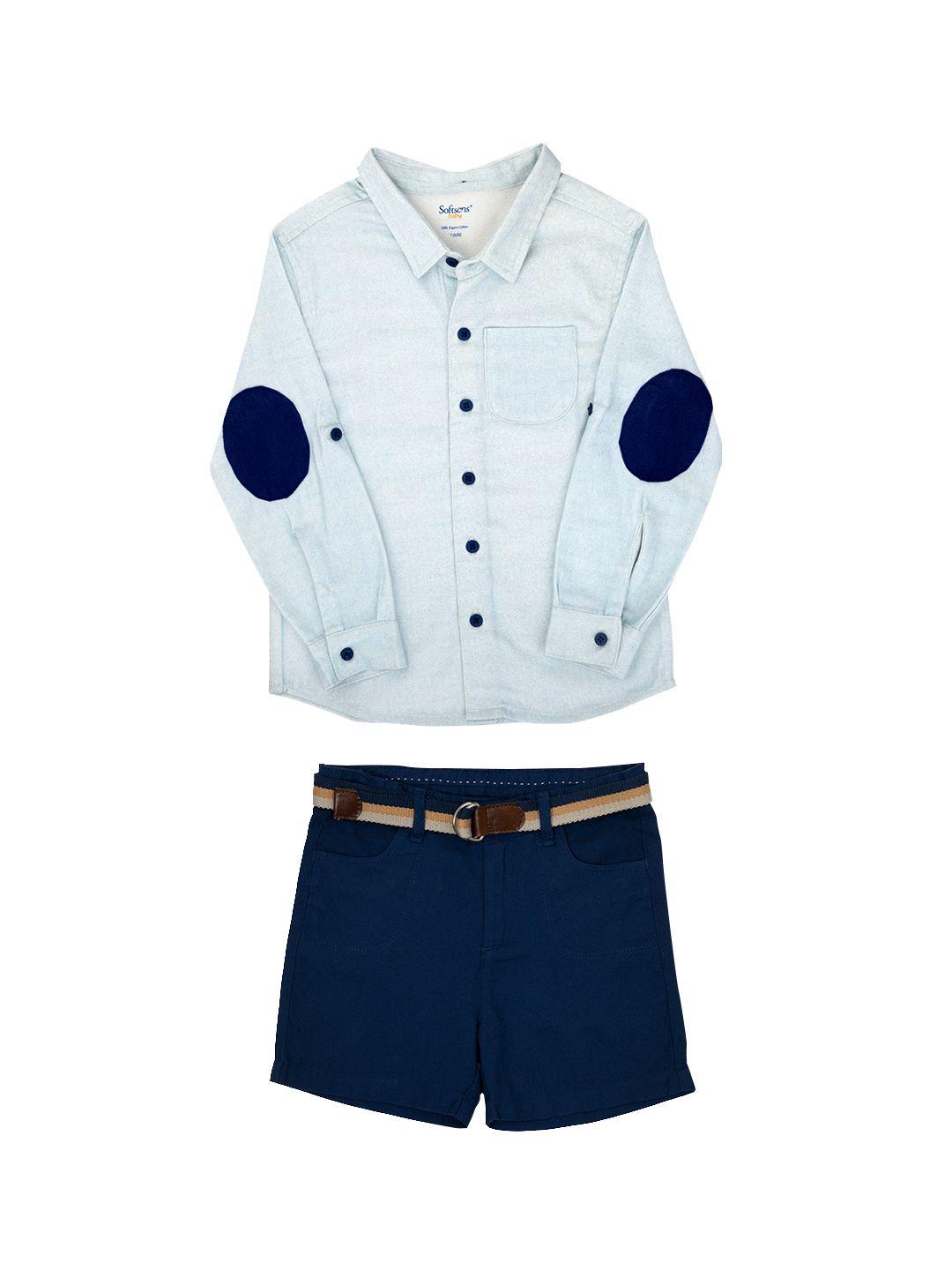 softsens-boys-blue-solid-sustainable-shirt-with-shorts
