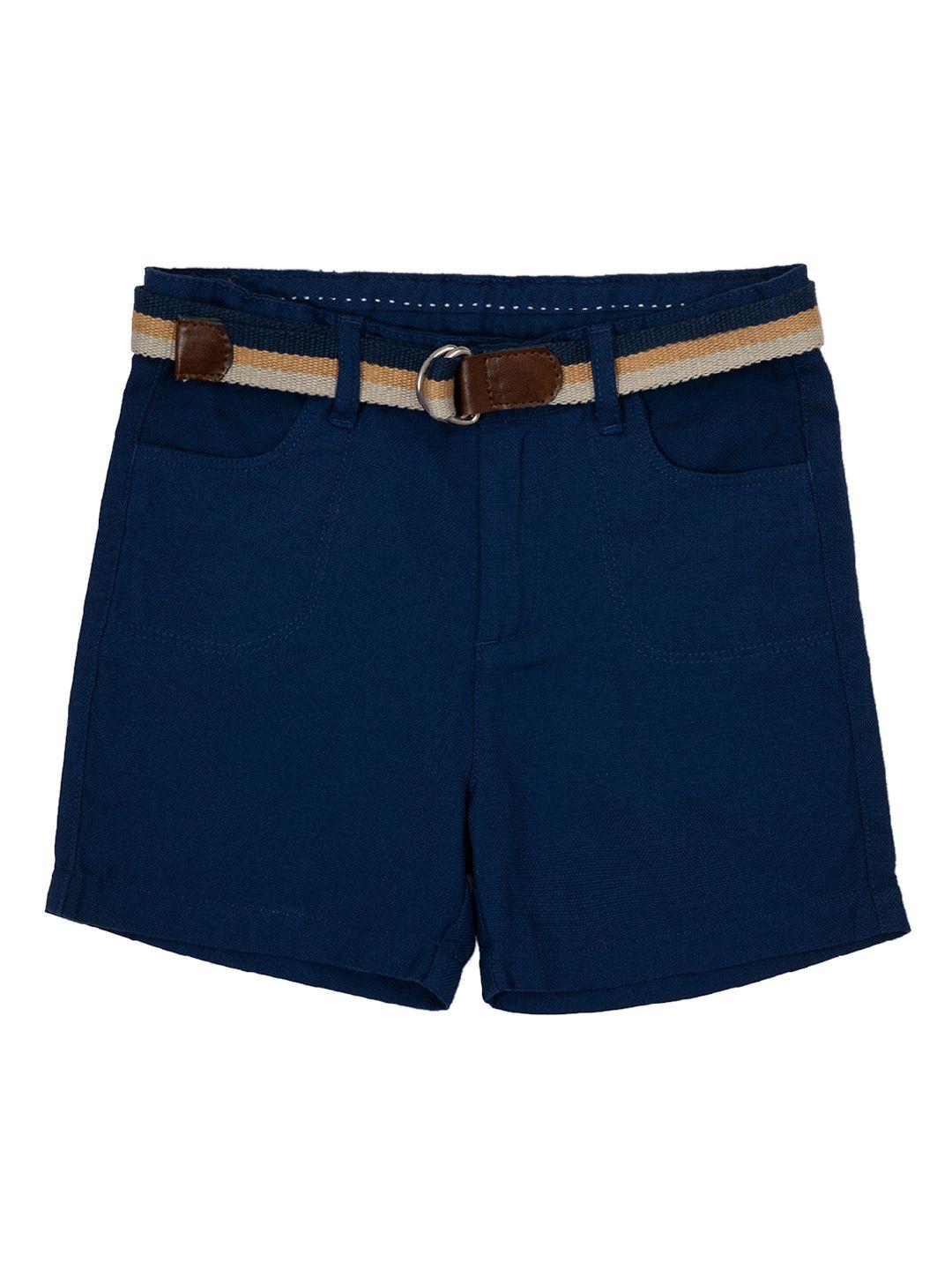 softsens boys navy blue solid organic cotton regular fit sustainable shorts