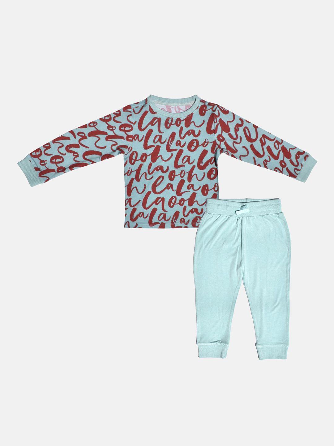 softsens kids blue printed bamboo top with pyjamas