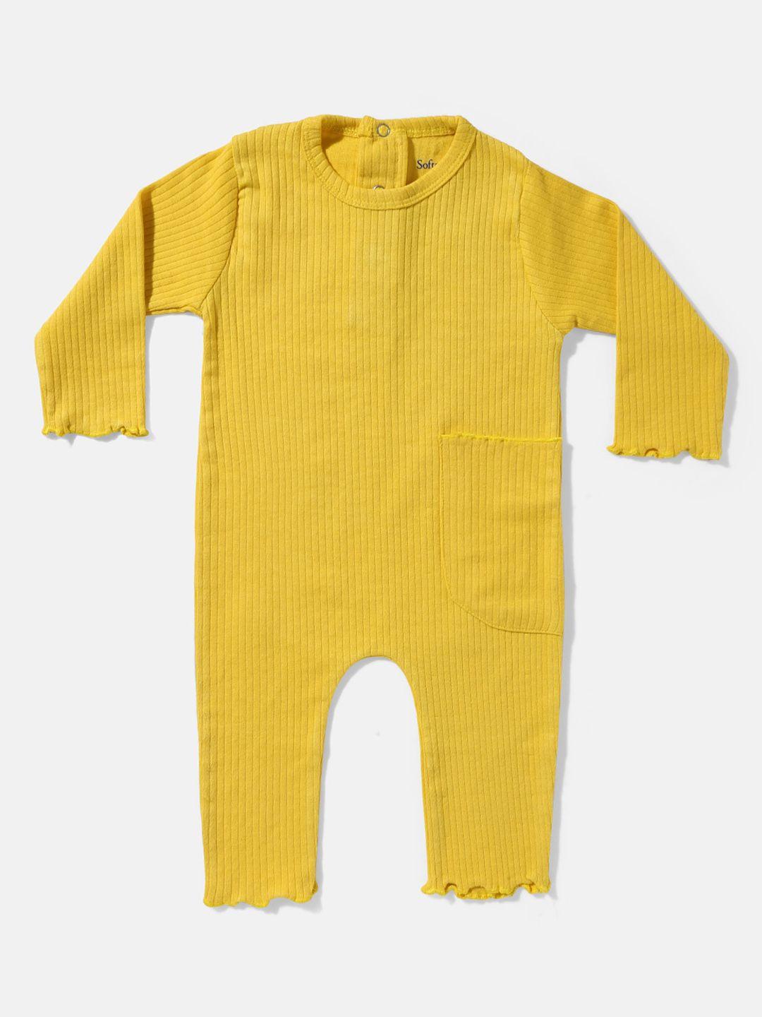 softsens kids mustard yellow ribbed romper