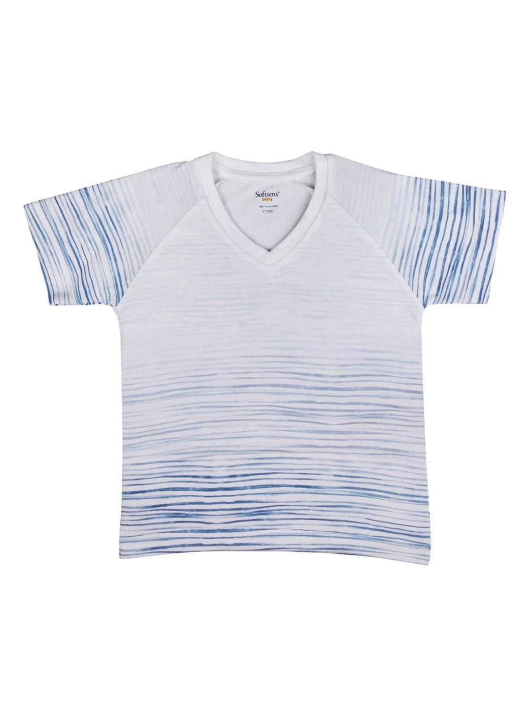 softsens kids white striped v-neck organic cotton sustainable t-shirt