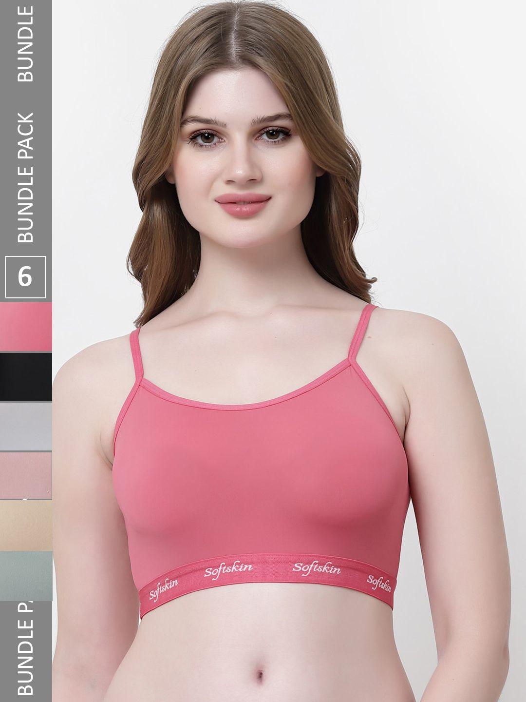 softskin pack of 6 full coverage bralette bra with all day comfort