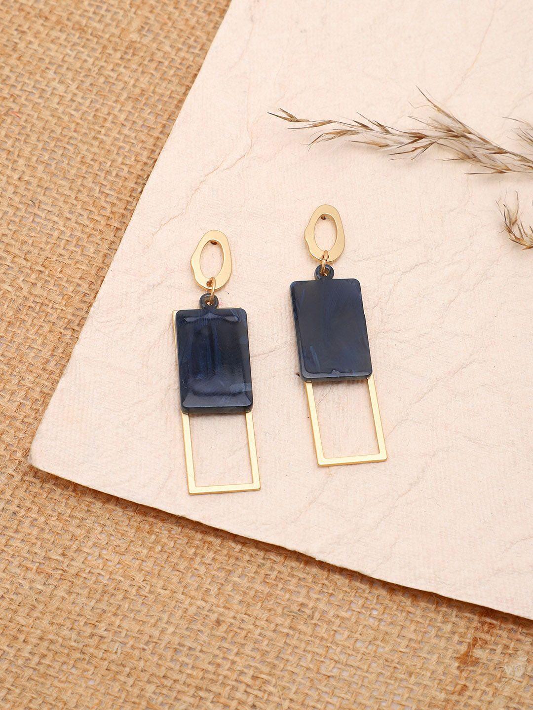 sohi black gold plated  contemporary drop earrings