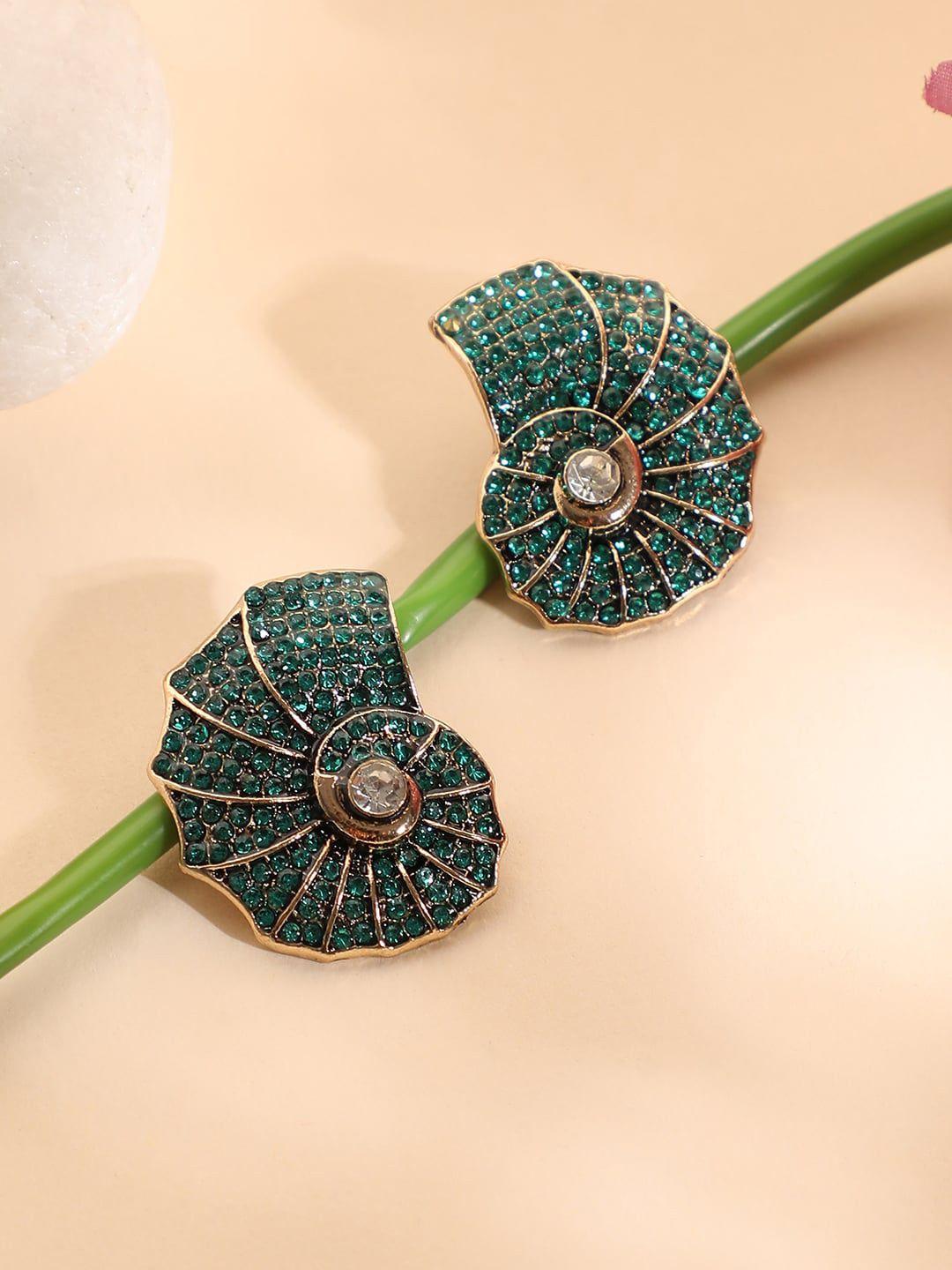 sohi gold plated stone studded contemporary studs earrings