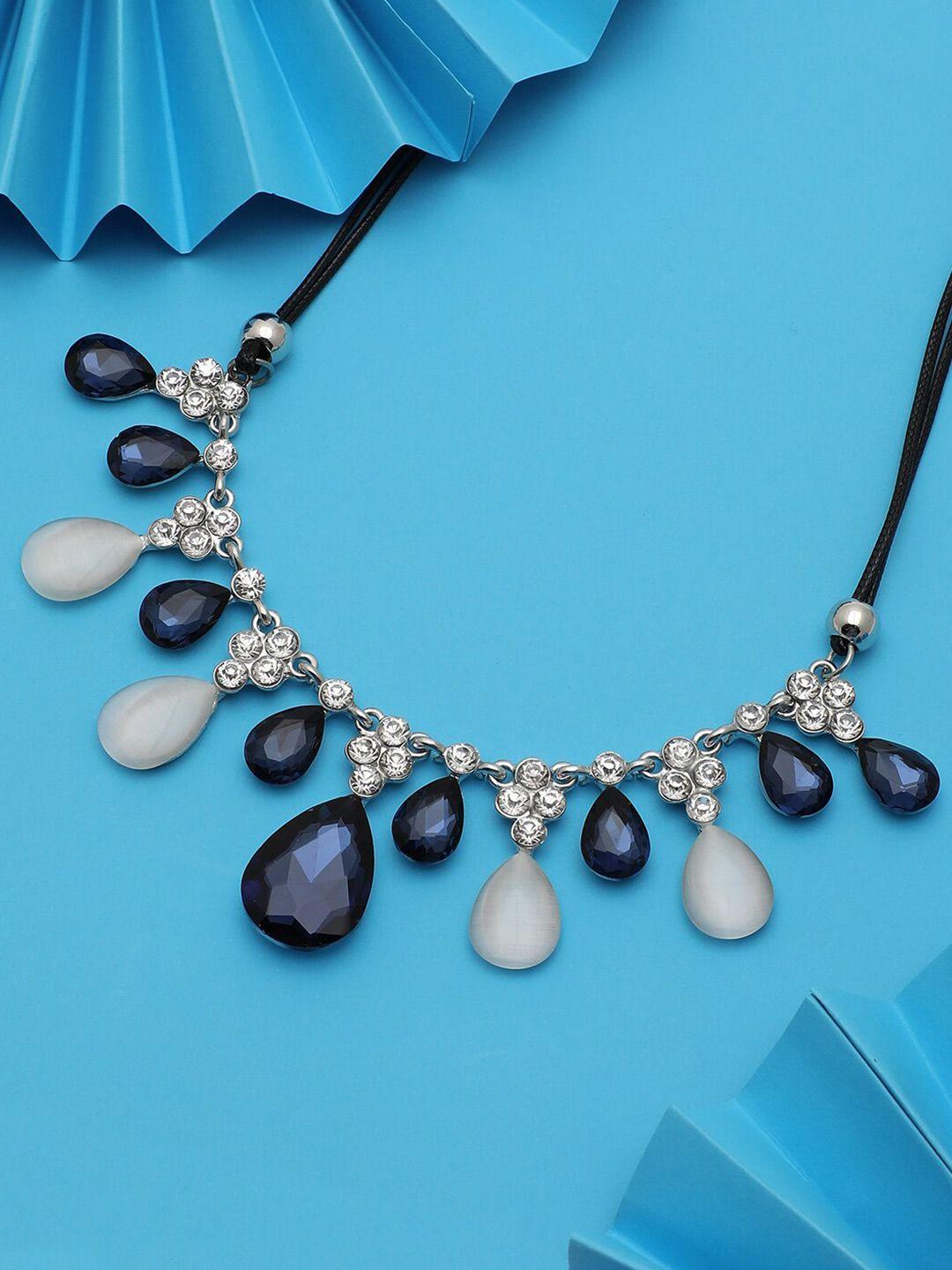 sohi silver-plated & white stone  necklace