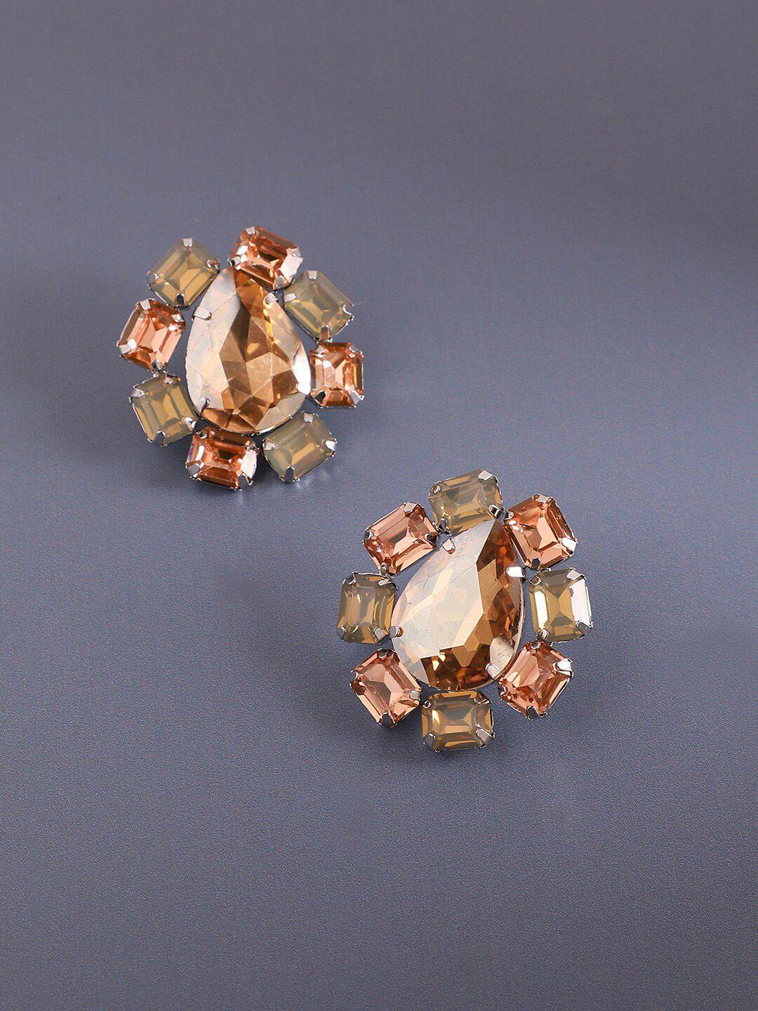 sohi silver-plated contemporary studs earrings